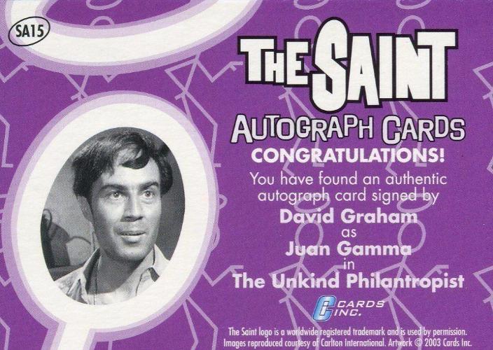 Saint The Very Best of The Saint David Graham Autograph Card SA15   - TvMovieCards.com