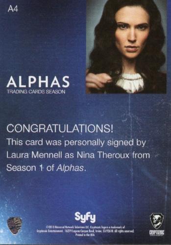 Alphas Season 1 Laura Mennell as Nina Theroux Autograph Card A4   - TvMovieCards.com