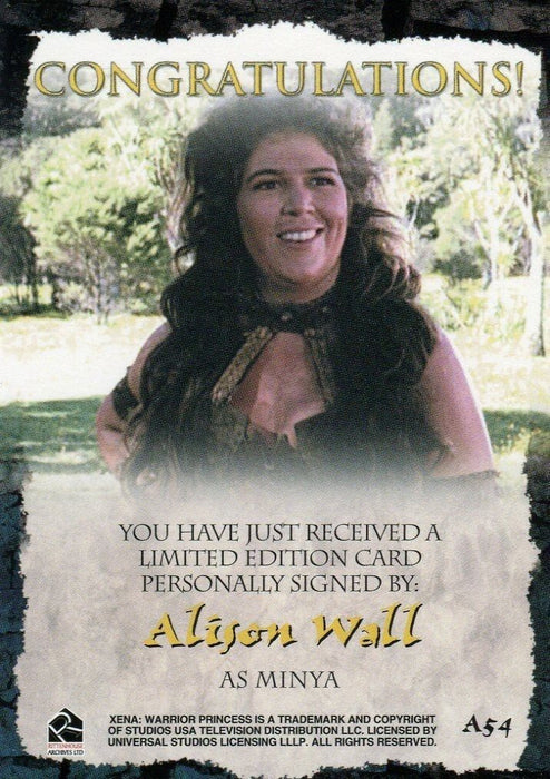 Xena Art & Images Collector Card Album with Alison Wall Autograph Card A54   - TvMovieCards.com