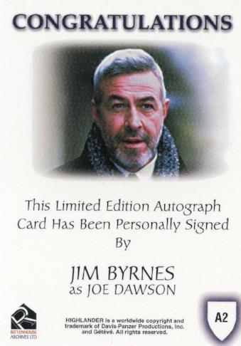 Highlander Complete Jim Byrnes as Joe Dawson Autograph Card A2   - TvMovieCards.com