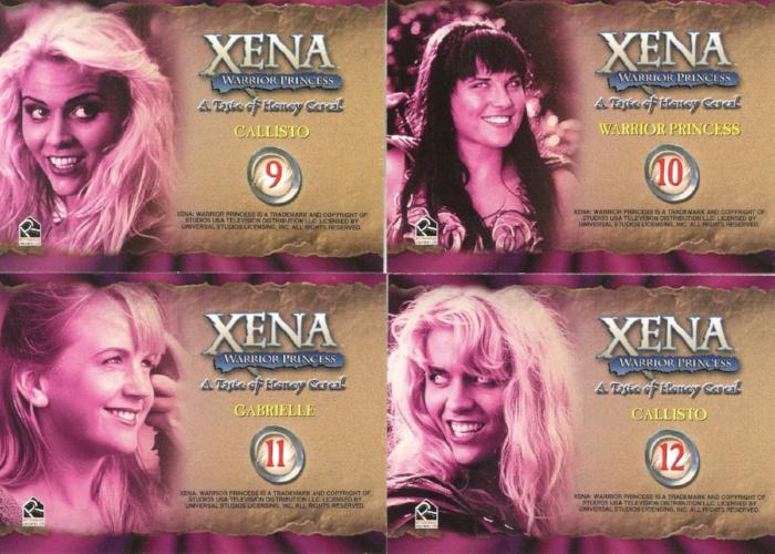 Xena Seasons 4 and 5 A Taste of Honey Cereal Card Set 12 Cards 2001 Rittenhouse - TvMovieCards.com