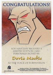 Xena & Hercules Animated Adventures David Mackie Porphyrion Autograph Card   - TvMovieCards.com