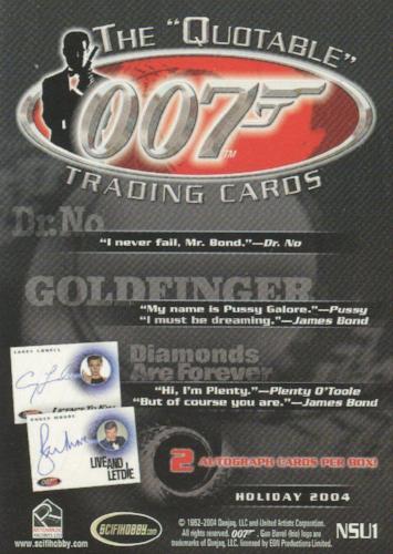 James Bond The Quotable James Bond Promo Card NSU1   - TvMovieCards.com