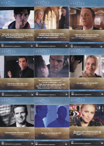 Heroes Archives The Quotable Heroes Chase Card Set 9 Cards Q1-Q9   - TvMovieCards.com