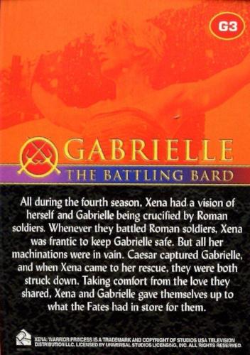 Xena Seasons 4 and 5 Gabrielle The Battling Bard Chase Card G3   - TvMovieCards.com