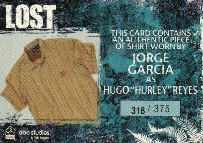 Lost Archives Jorge Garcia as Hugo "Hurley" Reyes Relic Costume Card #318/375   - TvMovieCards.com