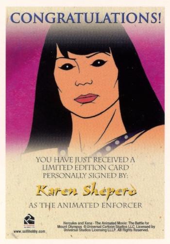 Xena & Hercules Animated Adventures Karen Sheperd Enforcer Autograph Card   - TvMovieCards.com