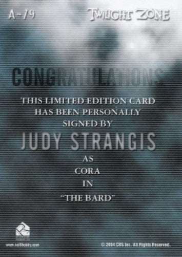 Twilight Zone 4 Science and Superstition Judy Strangis Autograph Card A-79   - TvMovieCards.com
