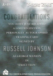 Twilight Zone 3 Shadows and Substance Russell Johnson Autograph Card A-45   - TvMovieCards.com