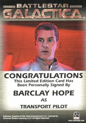 Battlestar Galactica Premiere Edition Barclay Hope Autograph Card   - TvMovieCards.com