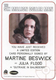 Bionic Collection Six Million Dollar Man Martine Beswick Autograph Card   - TvMovieCards.com