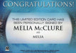 Stargate Atlantis Season One Melia McClure Autograph Card   - TvMovieCards.com
