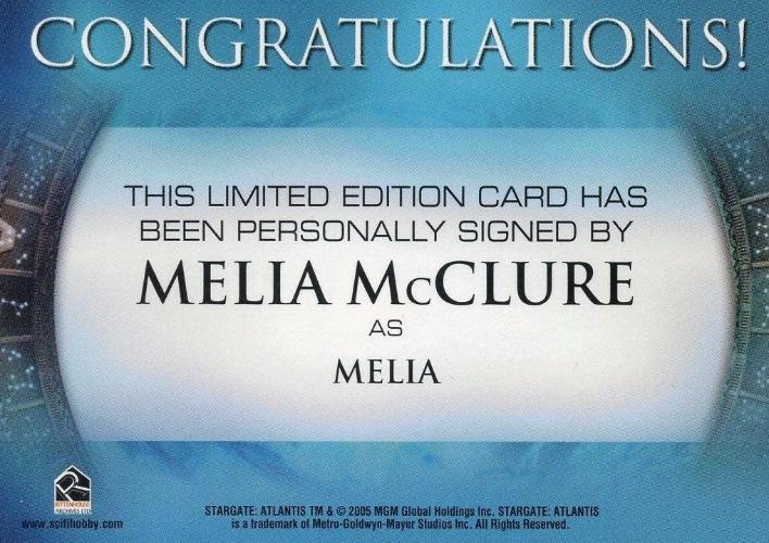 Stargate Atlantis Season One Melia McClure Autograph Card   - TvMovieCards.com