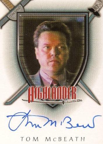 Highlander Complete Tom McBeath as Coleman Autograph Card A8   - TvMovieCards.com