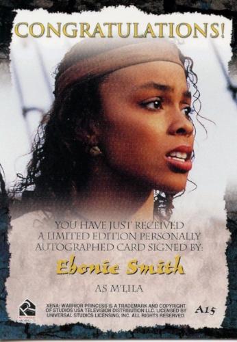 Xena Season Six Ebonie Smith as M'Lila Autograph Card A15   - TvMovieCards.com