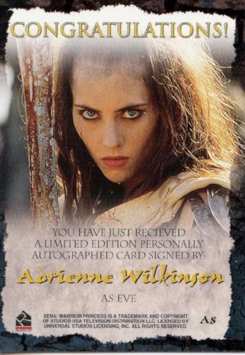 Xena Season Six Adrienne Wilkinson as Eve Autograph Card A8   - TvMovieCards.com
