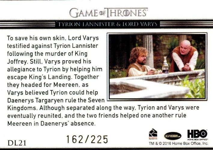 Game of Thrones Season 5 Relationships Gold Foil Parallel Chase Card DL21   - TvMovieCards.com