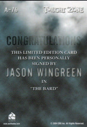 Twilight Zone 4 Science and Superstition Jason Wingreen Autograph Card A-76   - TvMovieCards.com
