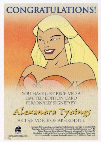 Xena & Hercules Animated Adventures Alexandra Tydings Aphrodite Autograph Card   - TvMovieCards.com
