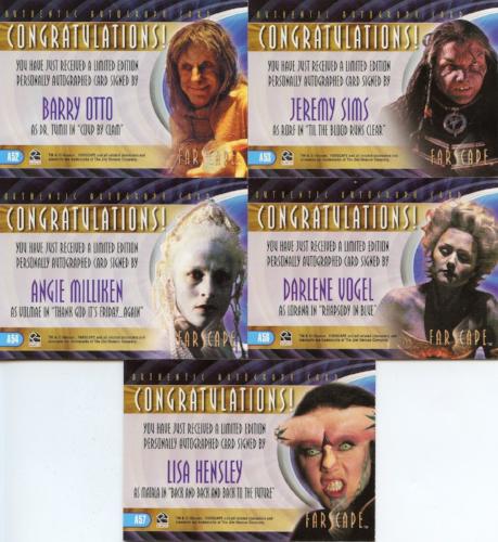 Farscape Through the Wormhole Autograph Card Lot 5 Different Cards   - TvMovieCards.com