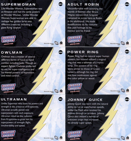 Justice League of America Archives Other Earths Chase Card Set OE1 - OE6   - TvMovieCards.com