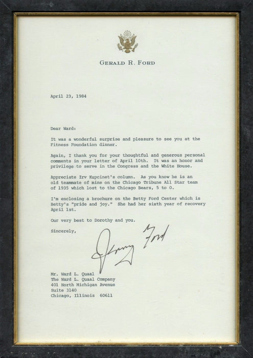 Original Signature Letter Former President Gerald Ford April 23, 198   - TvMovieCards.com