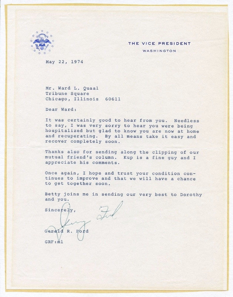 Original Signature Letter Vice President Gerald Ford May 22, 1974   - TvMovieCards.com