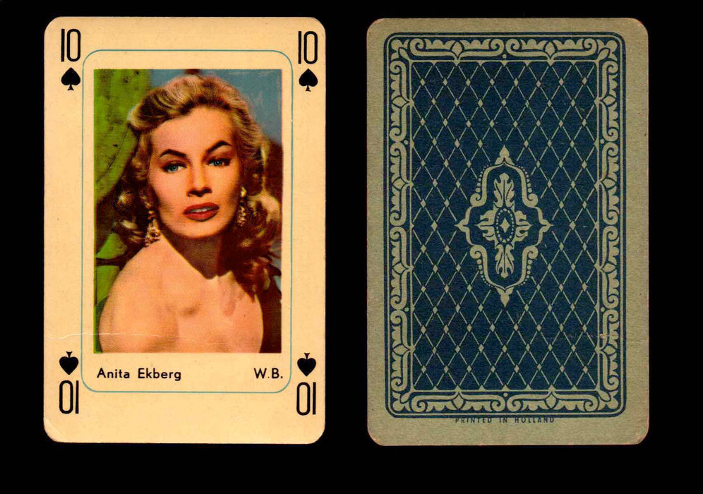 1959 Maple Leaf Hollywood Movie Stars Playing Cards You Pick Singles 10 - Spade - Anita Ekberg  - TvMovieCards.com