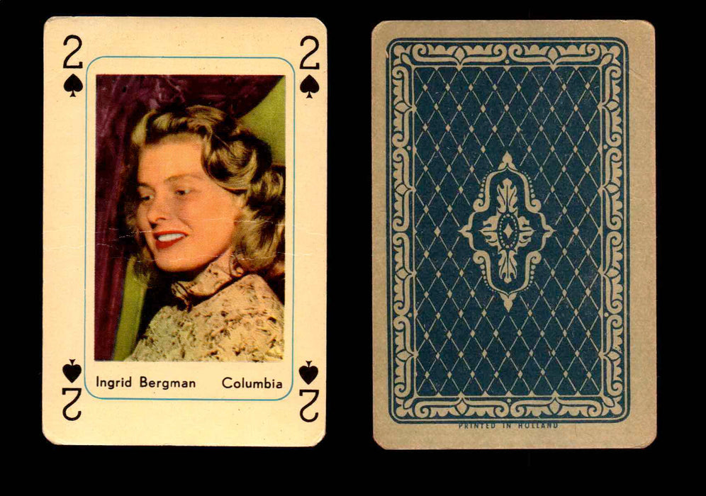 1959 Maple Leaf Hollywood Movie Stars Playing Cards You Pick Singles 2 - Spade - Ingrid Bergman  - TvMovieCards.com