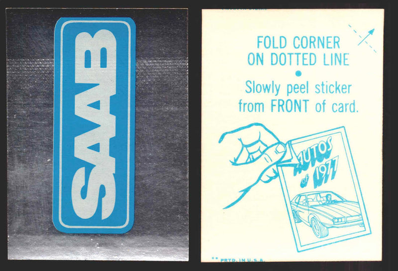 1976 Autos of 1977 Vintage Sticker Trading Cards You Pick Singles #1-20 Topps Saab  - TvMovieCards.com