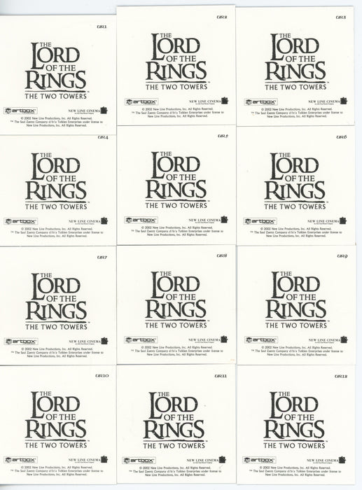 Lord of the Rings The Two Towers Sticker Chase Card Set 12 stickers Artbox   - TvMovieCards.com
