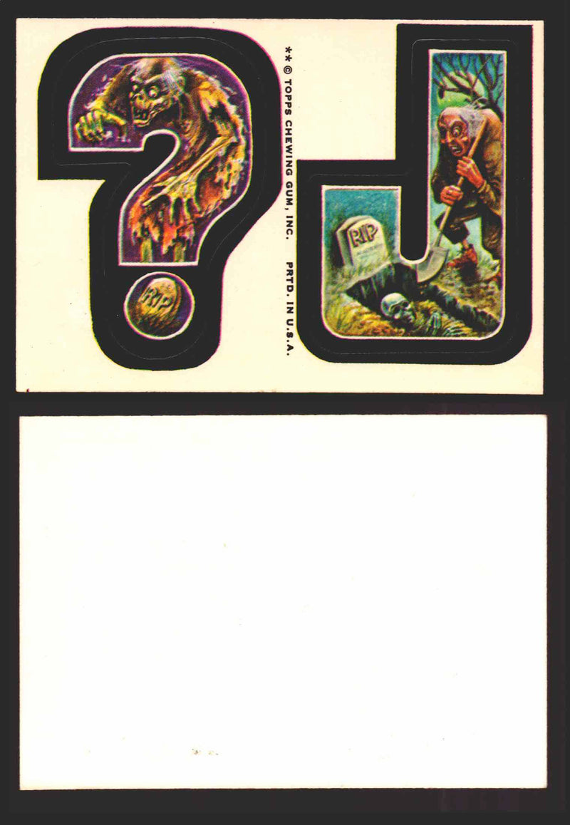 1973-74 Monster Initials Vintage Sticker Trading Cards You Pick Singles #1-#132 ? J  - TvMovieCards.com