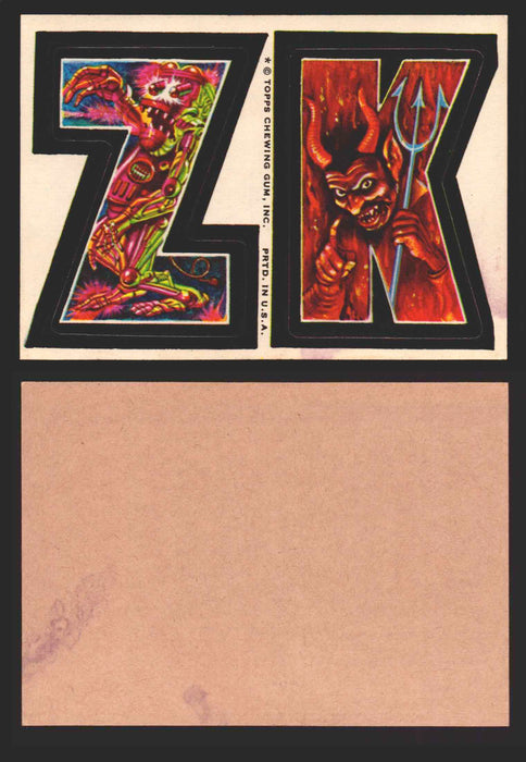 1973-74 Monster Initials Vintage Sticker Trading Cards You Pick Singles #1-#132 Z K  - TvMovieCards.com