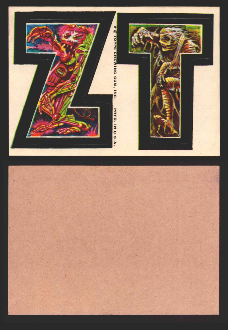 1973-74 Monster Initials Vintage Sticker Trading Cards You Pick Singles #1-#132 Z T  - TvMovieCards.com